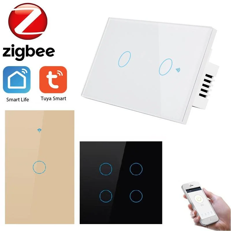 Tuya Touch Screen Smart Light Switch 3 Gang Moes Zigbee Switch Module