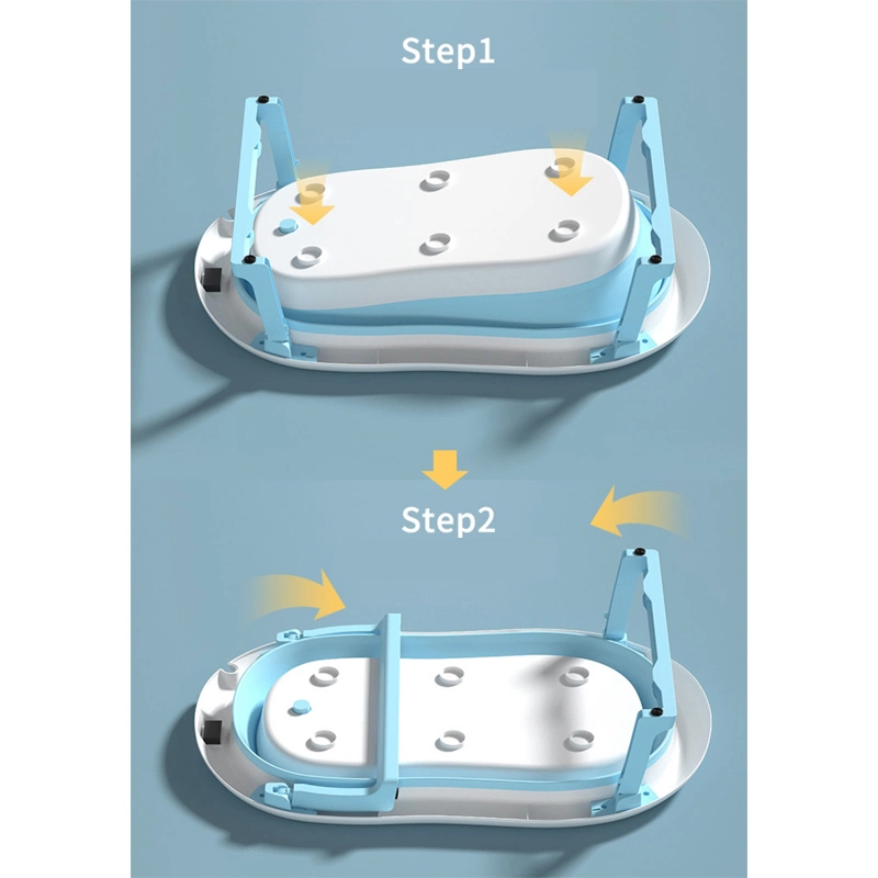 Conjunto de Duche dobrável e independente em plástico dobrável dobrável dobrável, de PP TPE Banheira de banho para recém-nascidos com suporte