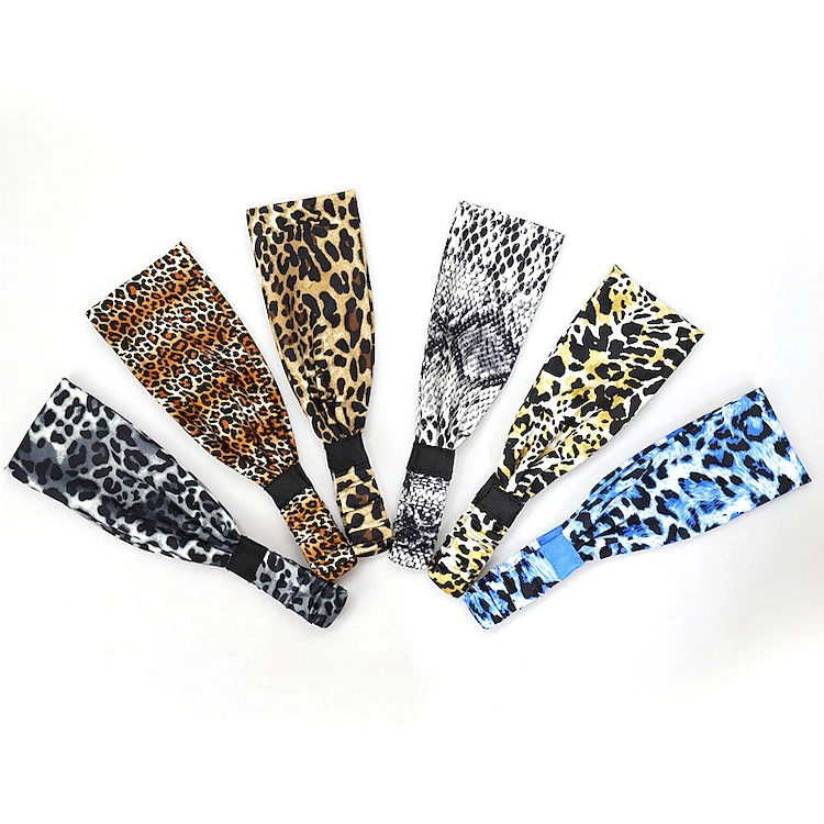 Nuevo de moda Leopard serie Sport Hairband Fabricante, a medida Printed Cheetah patrón Non Slip Head Wrap Headband, impresión digital Hairbands Headwear