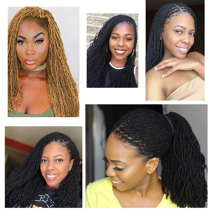 رخيصة 18 بوصة ناعمة ملمس faux Locs كروشيه الصناعية بجدائل الشعر