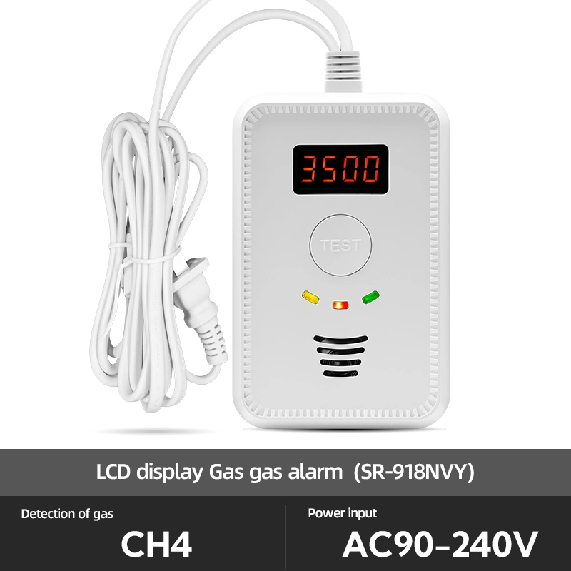 Portable Gas Detector Solenoid Valve 220V LCD Display Fire Alarm