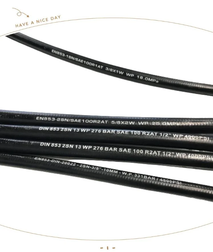 Rubber Hoses with Smooth Cover Sanyeflex Hose Supply Industry Equipment Mining Machine R1 R2 4sh 4sp Oil Resistant Drilling Tube Pipe Pump PTFE Hose