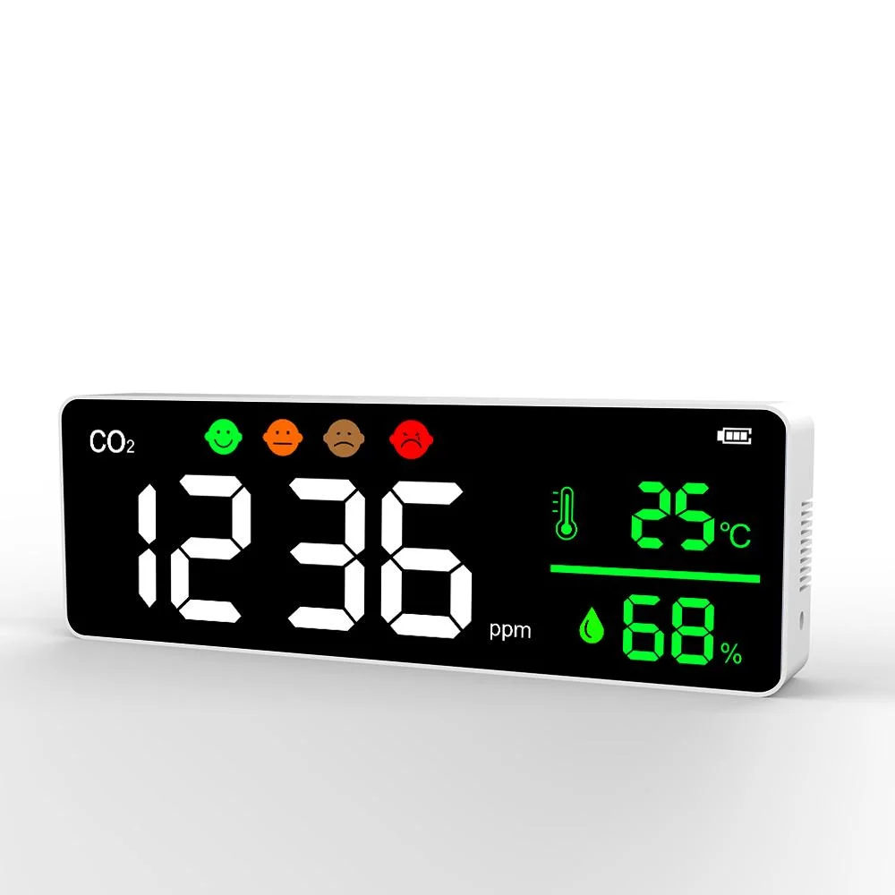 Wall Mounted Large Screen CO2 Detector Sound Alarm LED Display