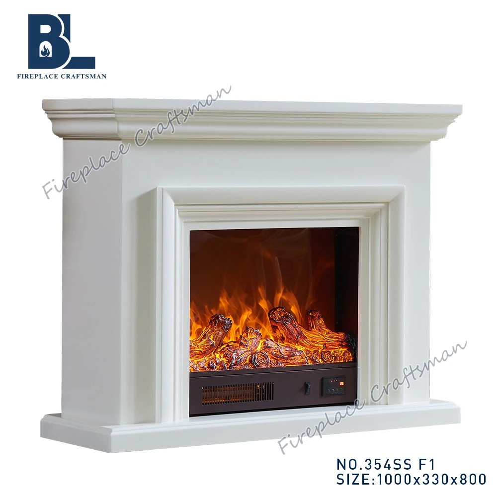 Simple Design CE Certification LED Lights Flame Pellet Stove Electric Fireplace Wooden Resin Mantel Living Room Furniture