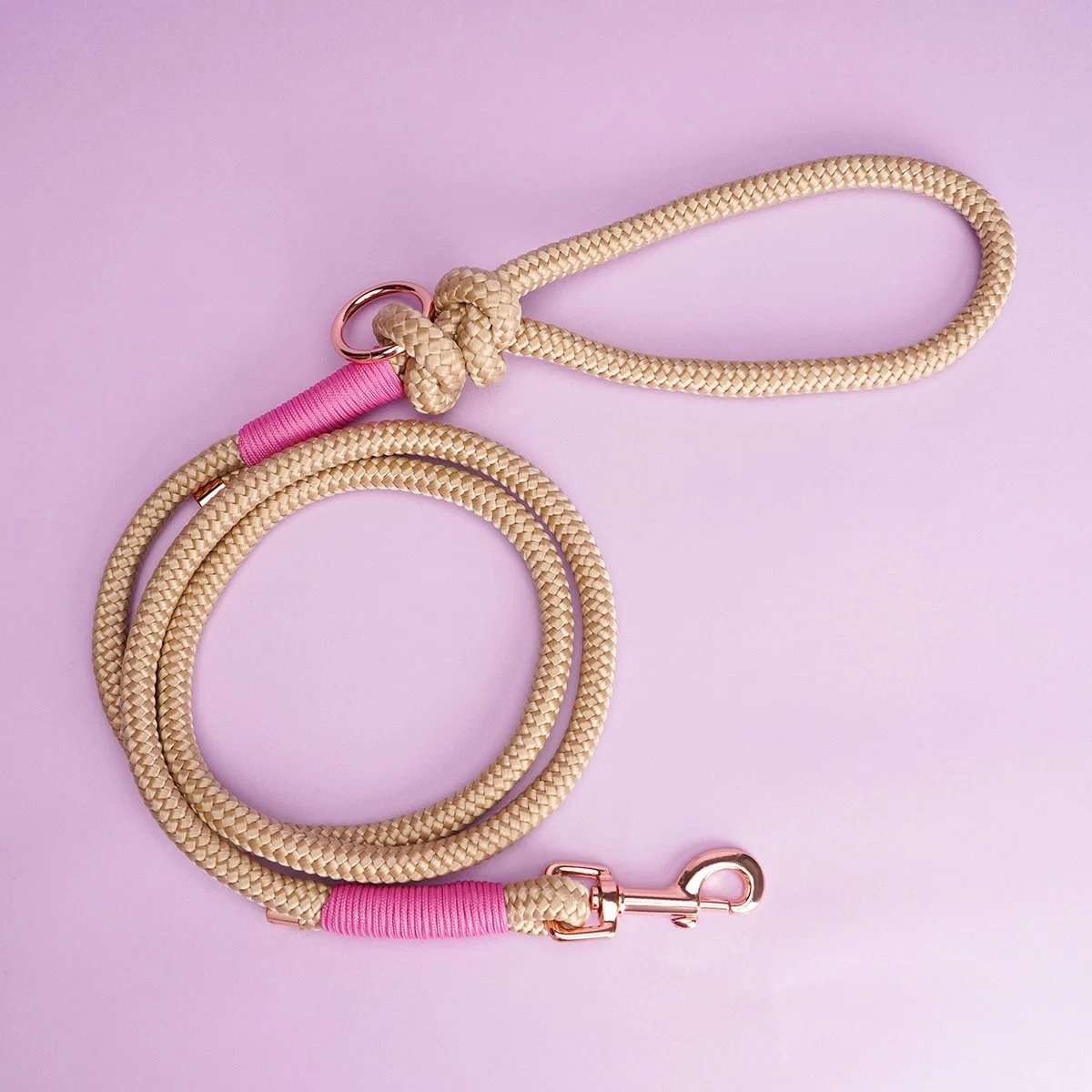 Ремешок PET Leash Nylon прочный роскошный круглый кант с застежкой Custom Логотип персонализированный собаки Лясь