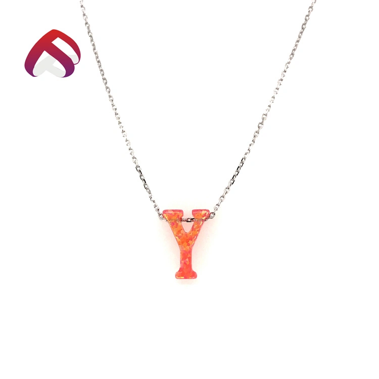 Vente en gros haute qualité forme alphabétique lettre y Opal Gemstone Accessoires Collier de bijoux