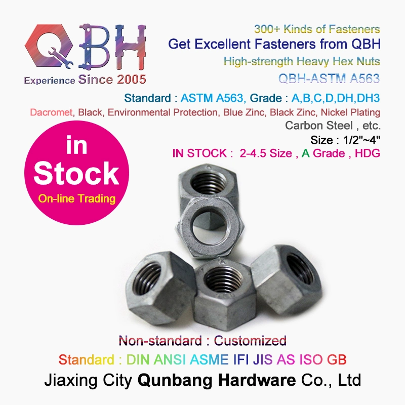 Qbh ASTM A563/A563m A Grade Steel Sturcture Prefabricated Building H. D. G. Hot DIP Galvanizing Carbon Steel High-Strength Heavy Hexangular Sexangular Nut