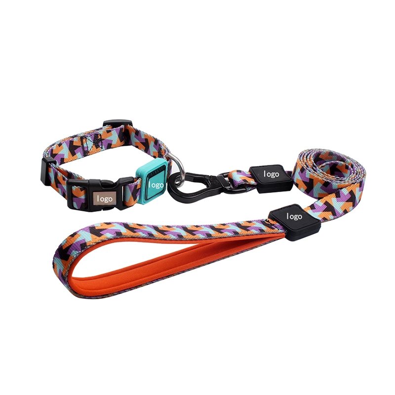 Wholesale/Supplier Pet Supply Printed Lightweight Dog Collar Leash Custom Design Private Label Dog Collar and Leash Set Neoprene Padded Nylon Luxury Dog Collar Leash