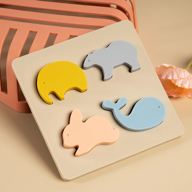 Food Grade BPA Free Silicone Cute Animal Puzzle Educational Toys