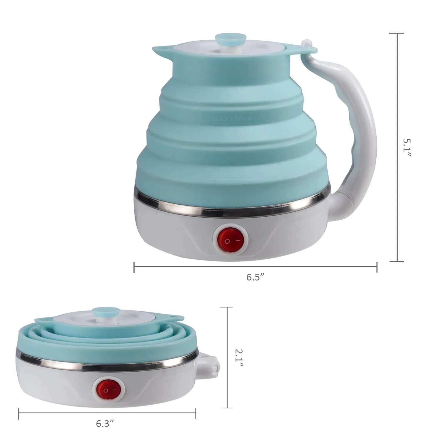 Low Price Travel Foldable Electric Collapsible Food Grade Silicone Boiling Water Kettle