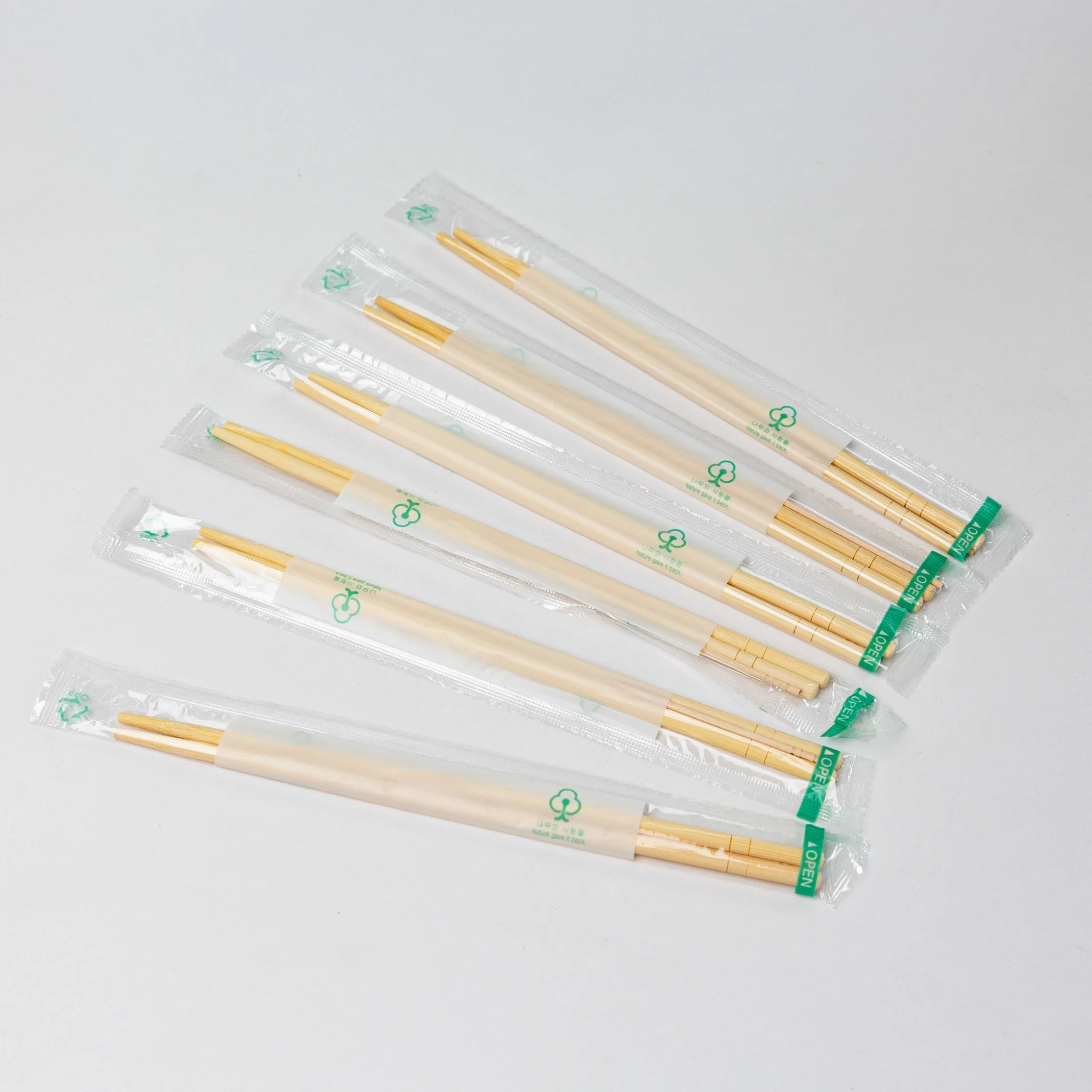 Factory Whole Sale Disposable Bamboo Tensoge Chopsticks with Paper Packing