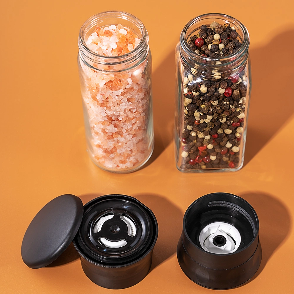 100ml Glass Spice Bottle with Plastic Grinder Lid for Kitchen Salt and Pepper Seasoning Shaker