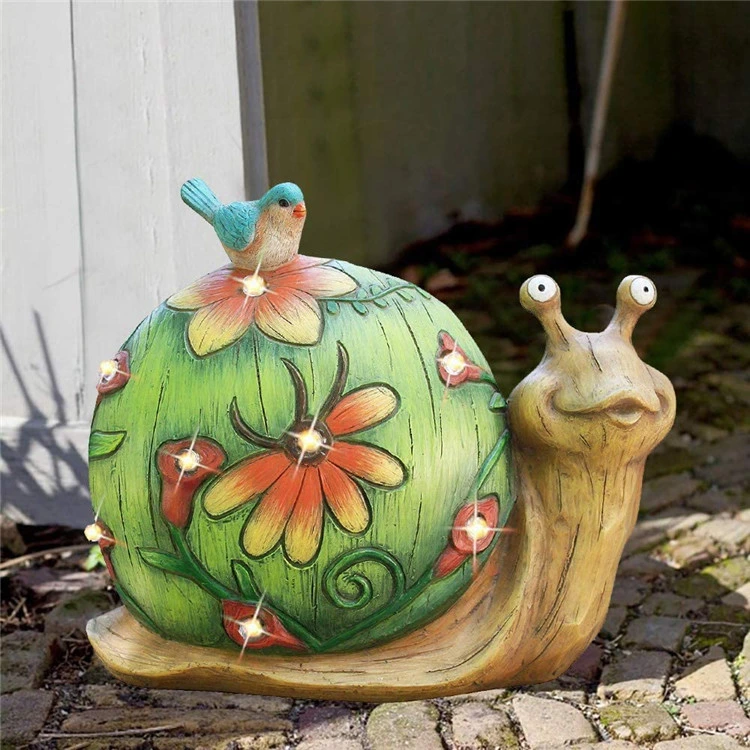 Garden Snail Statue-Outdoor Snail Garden Decorations Solar Figurine Light Animal