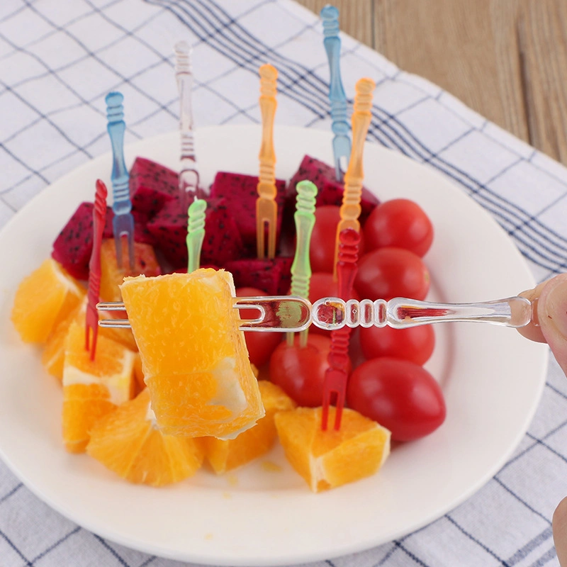 Plastic Products Disposable Kitchenware Plastic Fruit Fork Dessert Fork Cake Fork (102 mm)