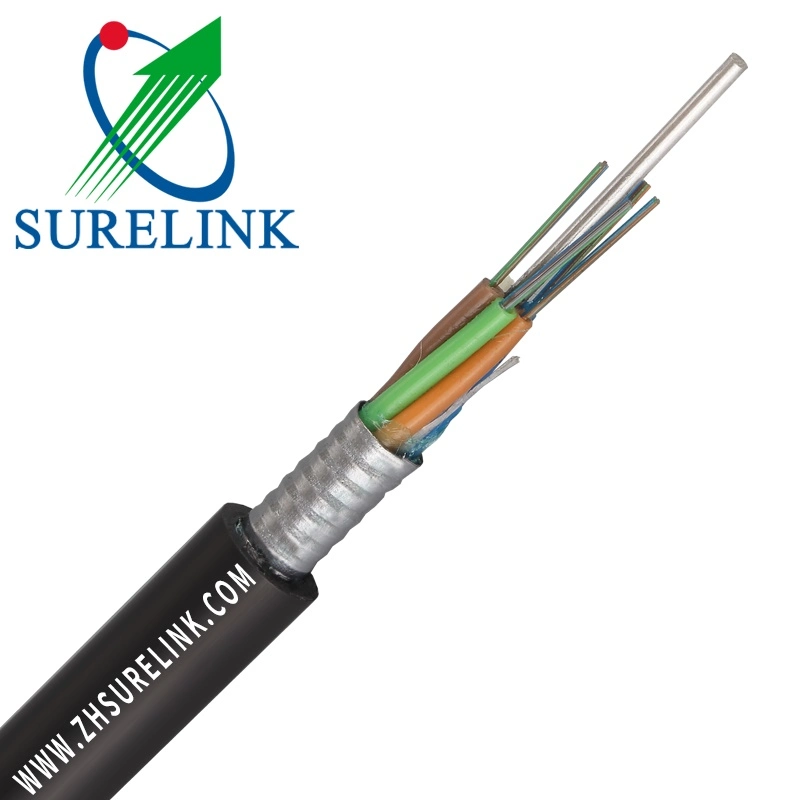 Aluminum Tape Armoured Fiber Optical Cable Gyftc8a with FRP Central Strength Member