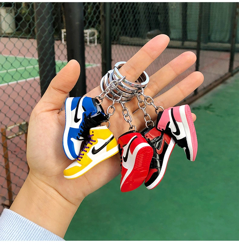 Wholesale Cute Mini PVC Air Jordan Rubber Key Ring Basketball Fashion Design 3D Sneaker Shoe Keychain for Gift