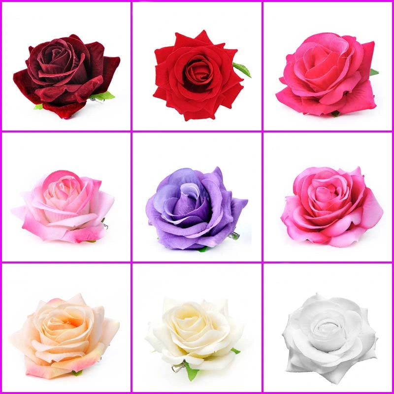 Silk Rose Header Flower Clip Wedding Decoration Indoor&Outdoor Wholesale/Supplier Artificial Flower