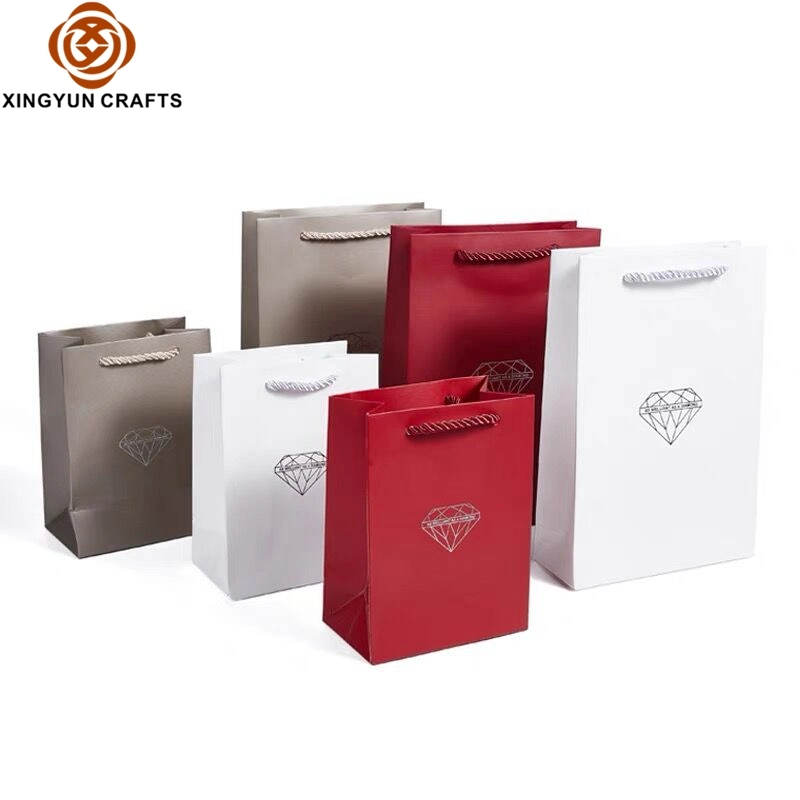 Luxury Matte Laminated Coated Cardboard Custom Paper Bag with Logo Gift Packaging Carrier Bag