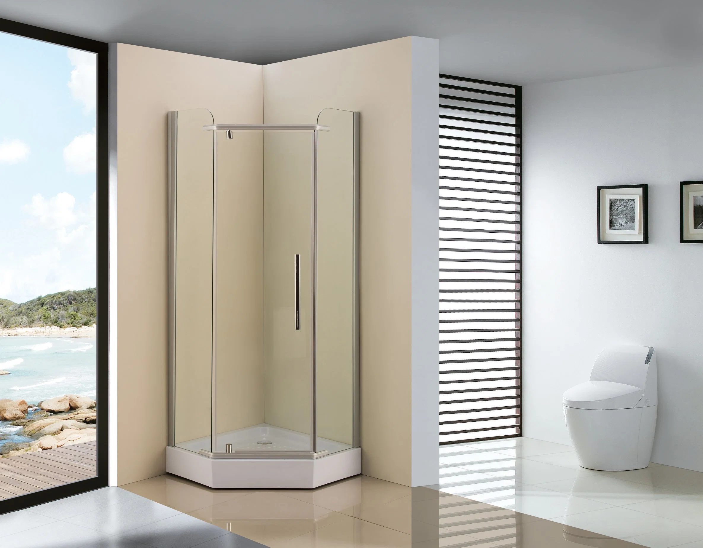 Fiber Tempered Glass Corner Steam Shower Unit (TL-529)