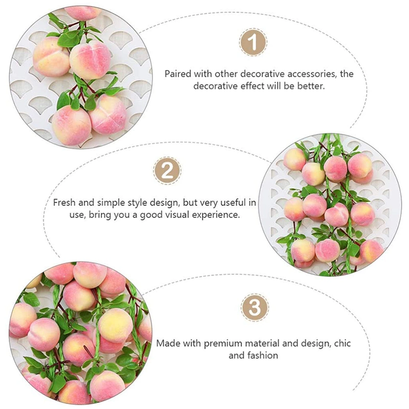 2PCS Artificial Fruit Peach Simulation Lifelike Pink Peach Fake Fruit