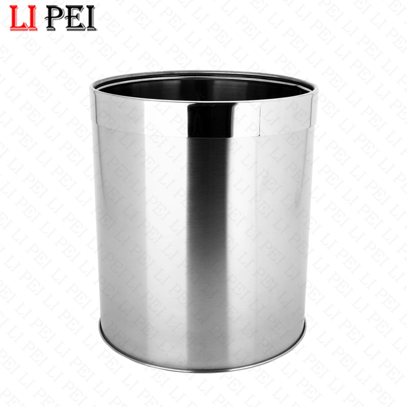 Round Stainless Steel Bathroom Trash Bin for Indoor Appliance