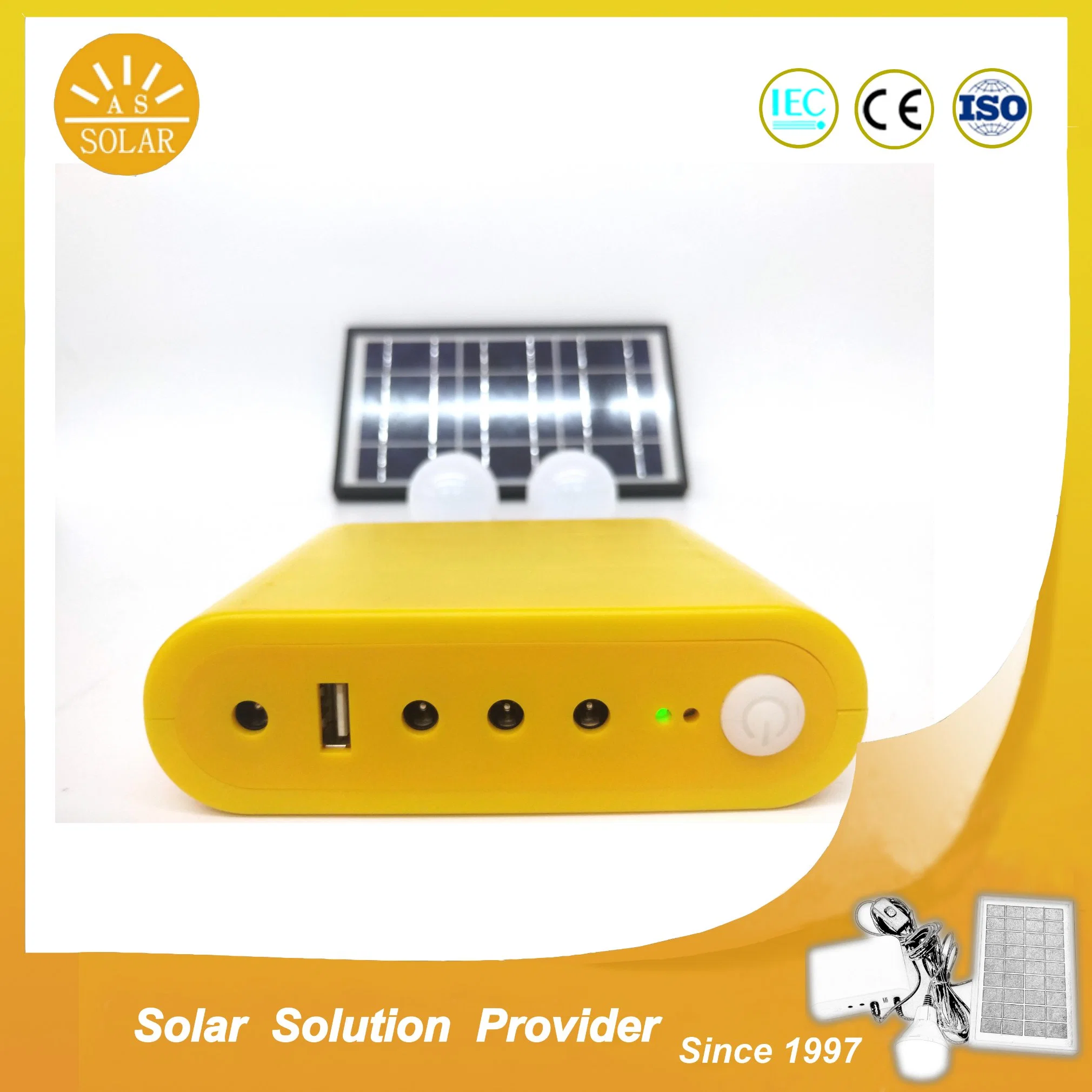 5W 10W Sistema de Casa Solar con cargador de teléfono y bombillas LED