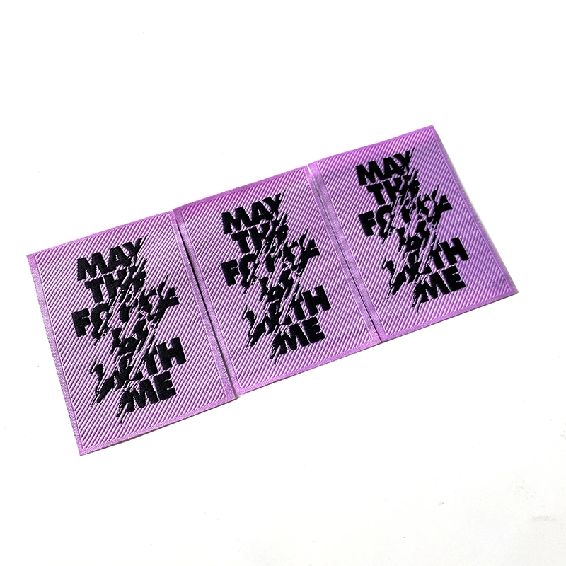 Wholesale Custom Design Logo Sew on Straight Heat Cut Polyester Private Damask Woven Label Garment Accessories for Clothing
