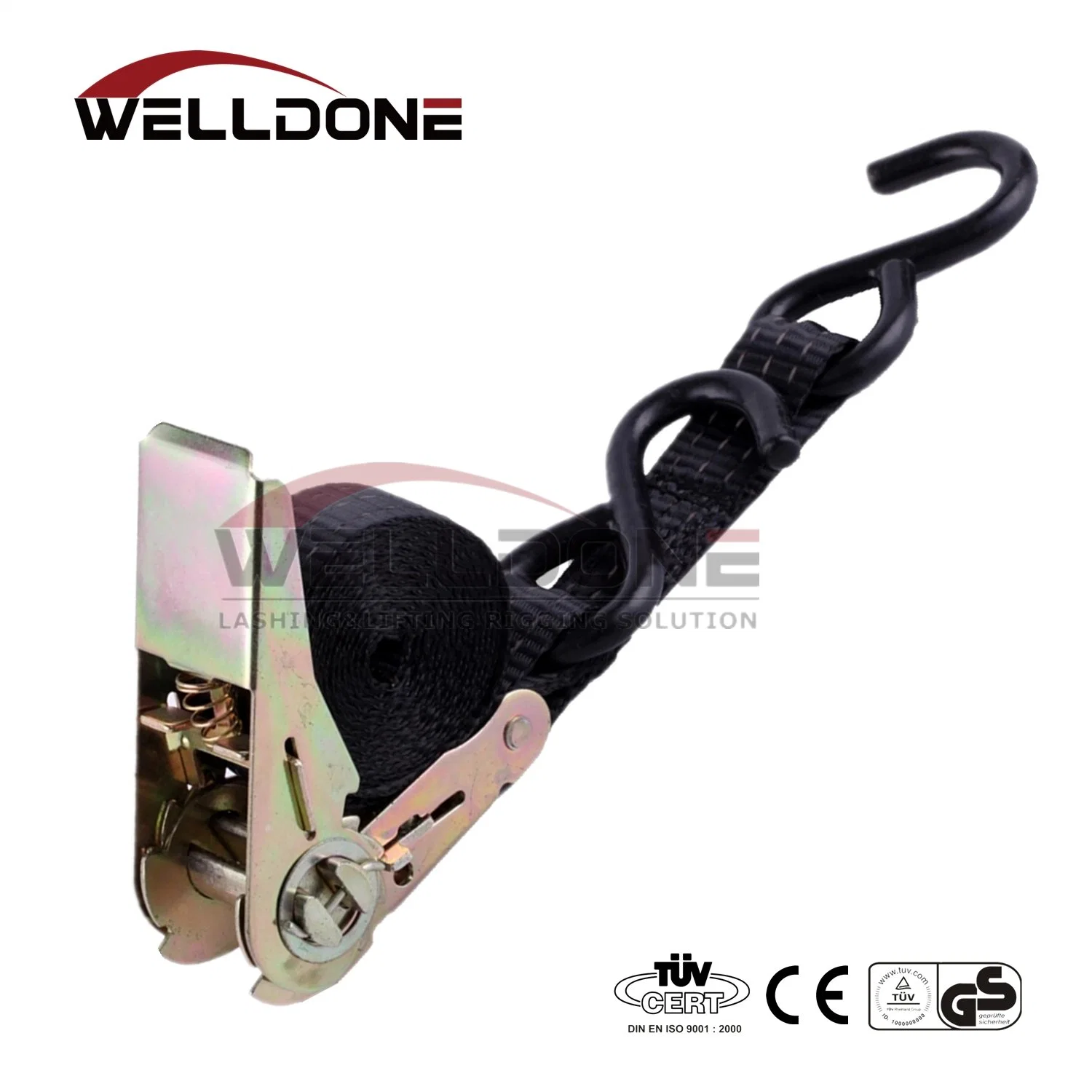 1 Inch Cargo Ratchet Tie Down Strap with Car Lashing Hook with En 12195-1