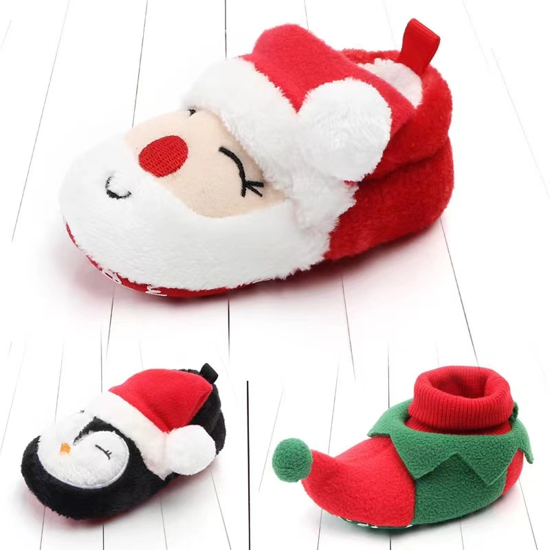 Christmas Santa Thick Sock Shoes Newborn Girls Cotton Walkers Winter Baby Socks