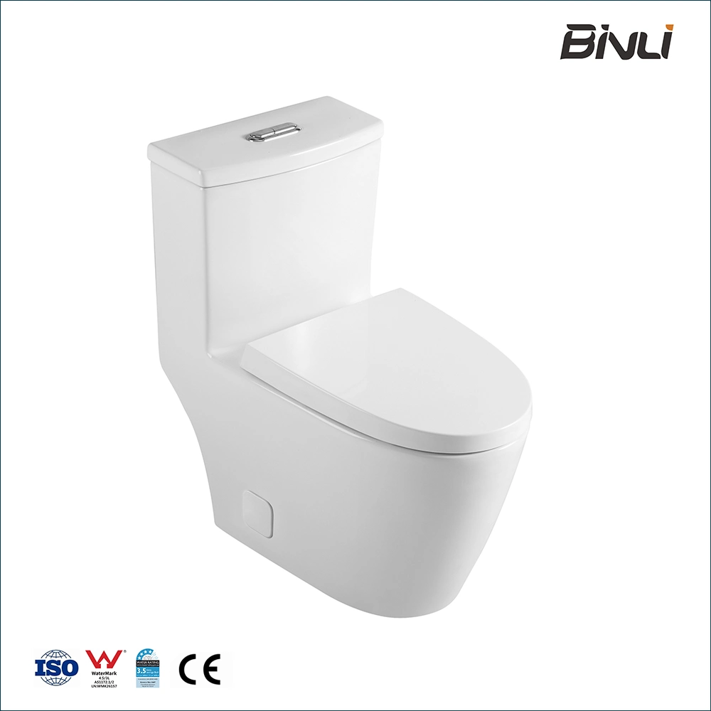 Bathroom Commode Siphonic Tornado Dual Flush 1 Piece Elongated Toilet with Seat Cover