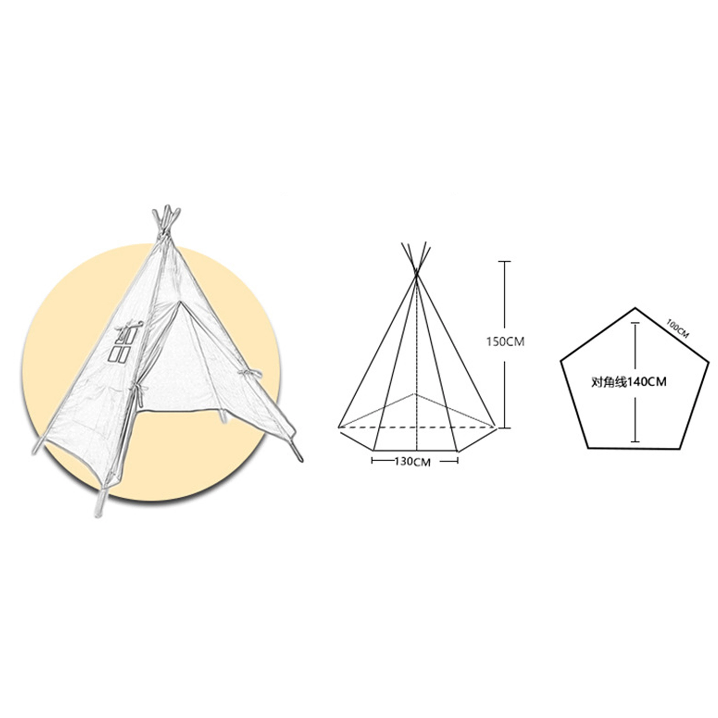 Teepee Tent for Kids, Play Tent for Boy Girl Indoor & Outdoor, Toddler Girls Boys Canvas Tipi Tents