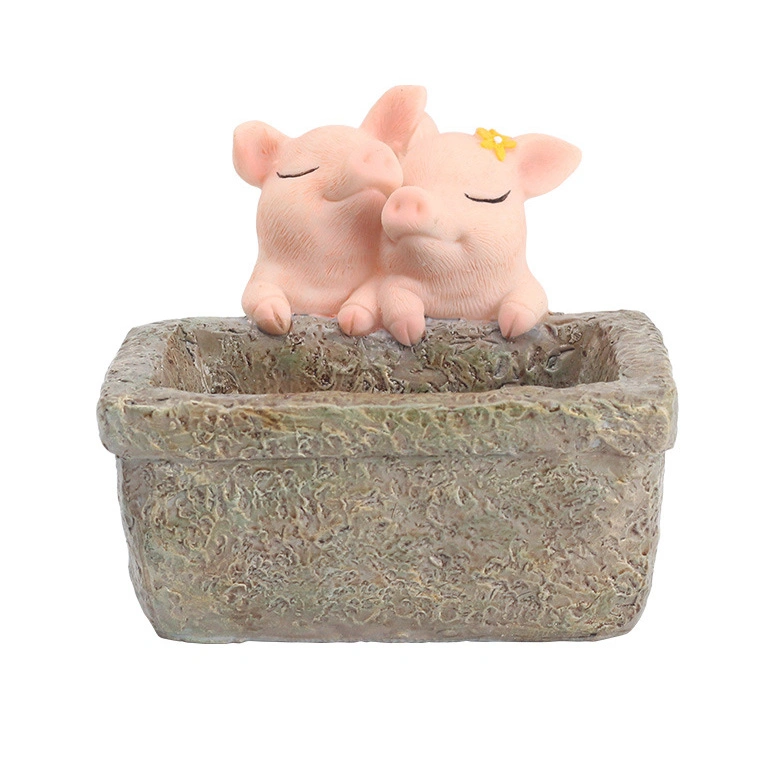 Le père et fils de résine de porcs de succulents décor Flowerpot du semoir pour la maison Bureau