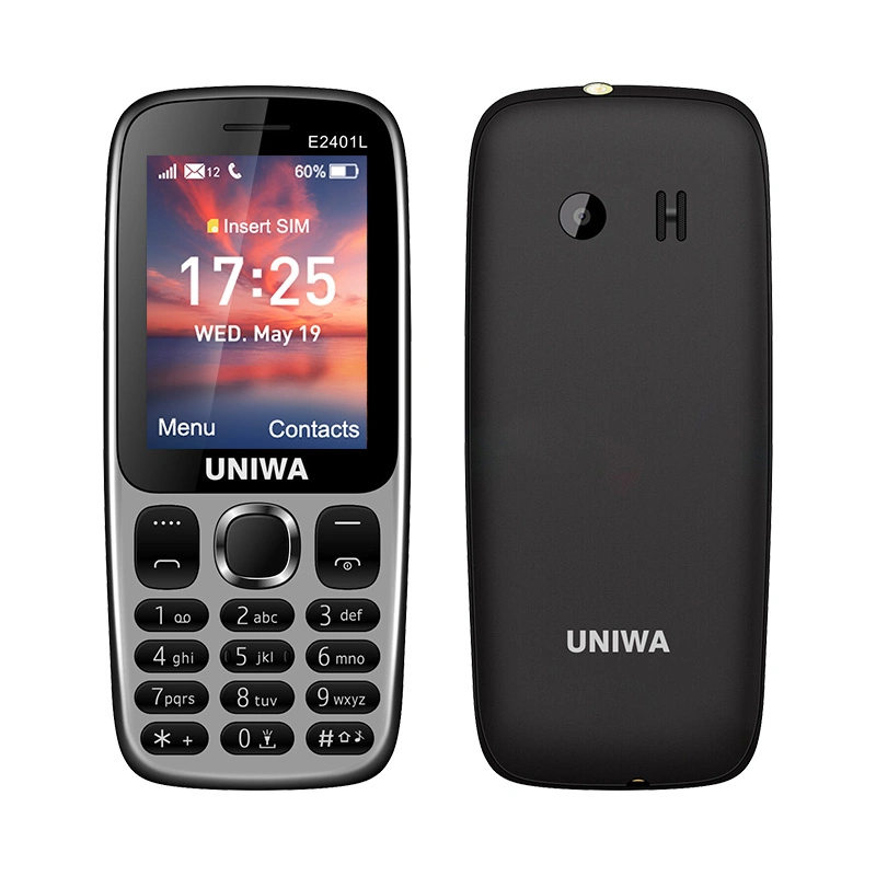 Uniwa E2401L 2.4 Inch Metal Unlocked Low Price 1600mAh Big Battery Keypad FDD-LTE 4G Mobile Feature Phone