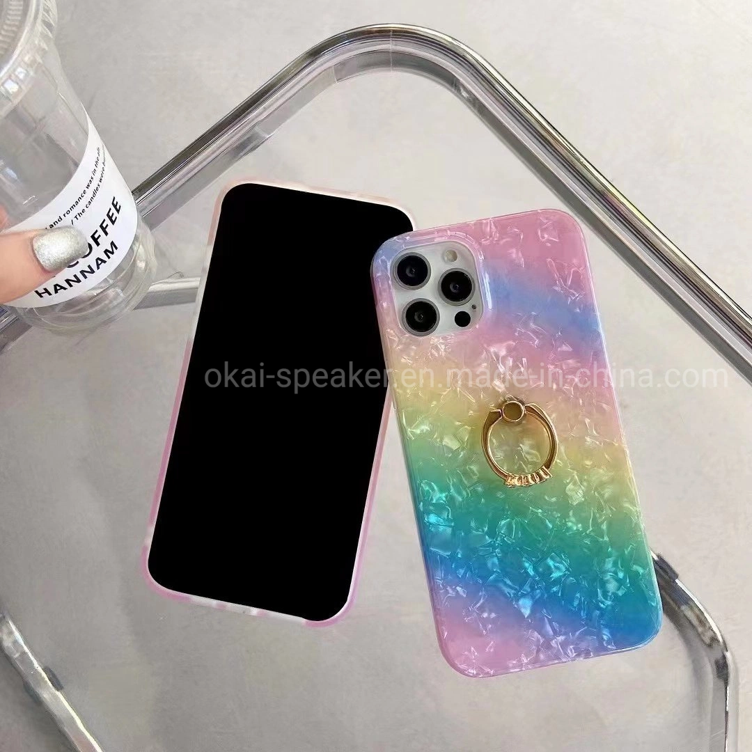 Gradient Shining with Ring Colorful TPU Mobile Phone Case for iPhone 13