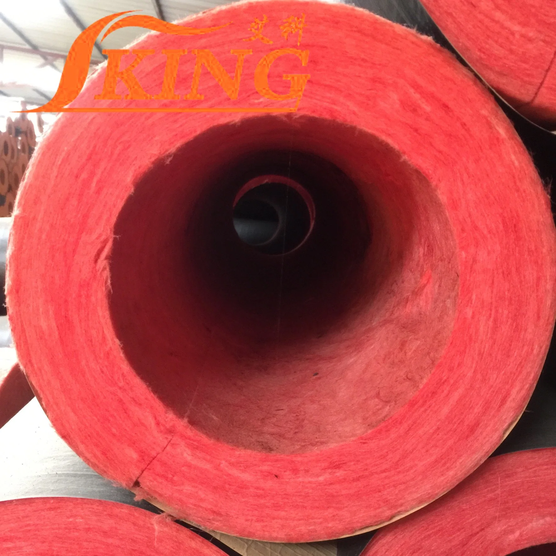 Thermal and Heating Insulation Red Glass Fiber Wool Pipe Heating Resistance for Water Pipe