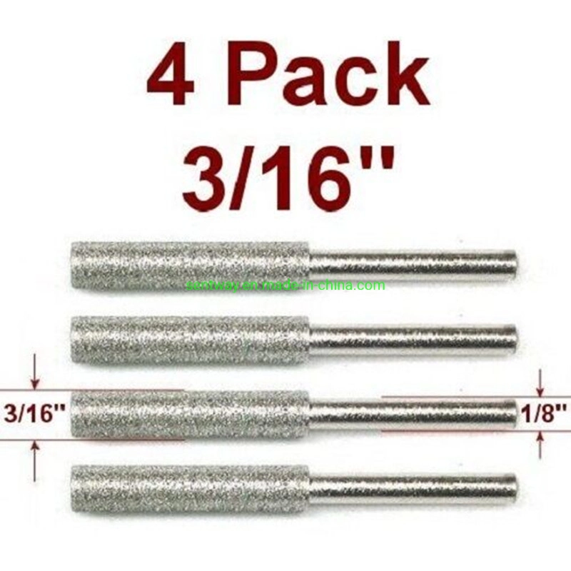 4PC 3/16" Diamond Motosserra Arquivo Bit Rebarba do afiador 120 Grit Dremel ferramenta rotativa