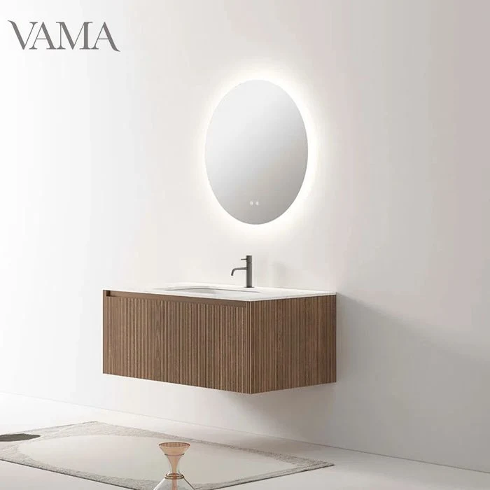 Шкаф для туалетной комнаты Vama с деревянным креплением и туалетом Vanity Белый фарфоровый мойка