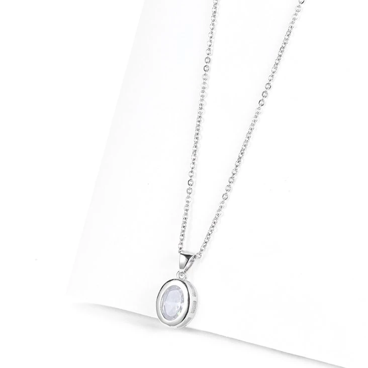 Gemstone Jewelry Simple Oval Shape Solitaire CZ Pendant Wholesale/Supplier