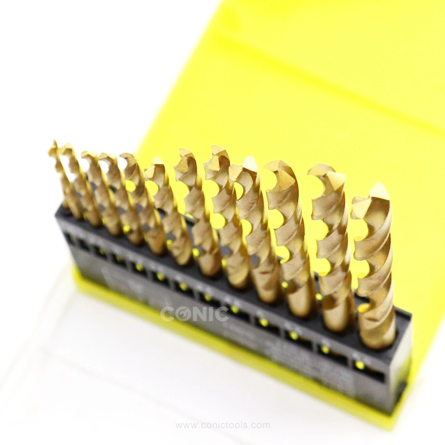 13PC 1.5mm-6.5mm HSS Titanium-Plated Twist Drill Bit Set for Stainless Steel Metal Drills