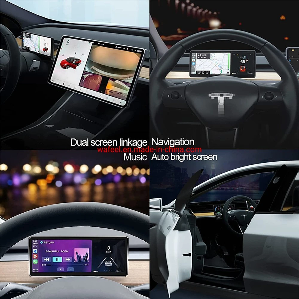 Head up Display for Tesla Model 3 &Y Carplay Steering Wheel Control Power Speed Instrument Panel with 9inch