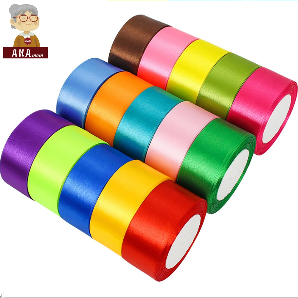 Customise Woven Plain 1/8 1/4 3/8 1/2 5/8 6/8 1 1-1/2 2 Gift Single/Double Face Paper Card Packing 100 Polyester Satin Ribbon