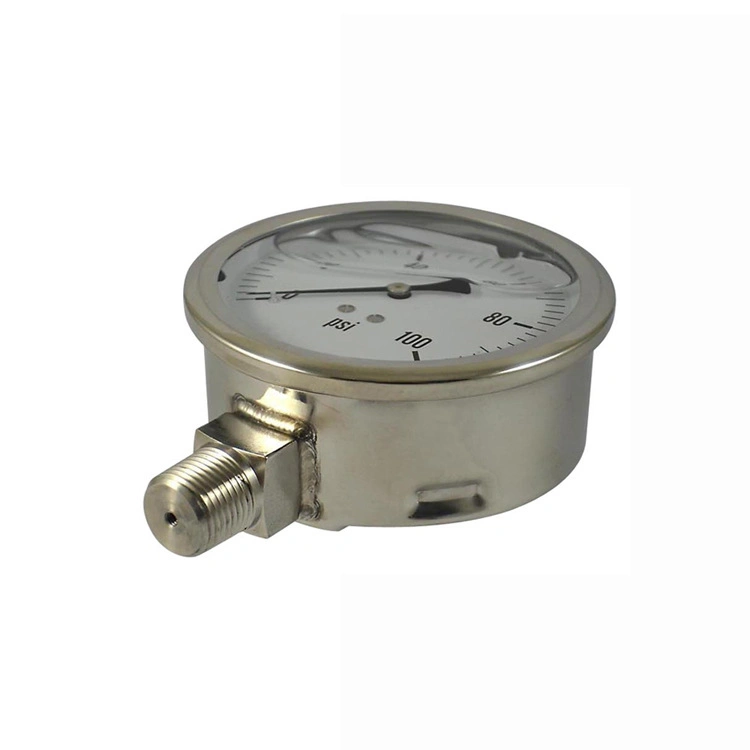 All Stainless Steel Oil Water Pointer Pressure Gauge 6bar 90psi with Bottom Connection