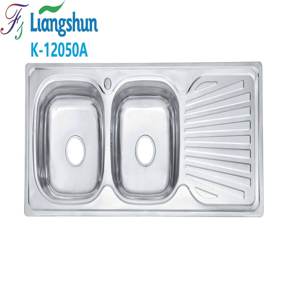 K-12050A Wholesale/Supplier Square Sink Double Bowl SUS304 Stainless Steel Brushed Surface Kitchen Sinks