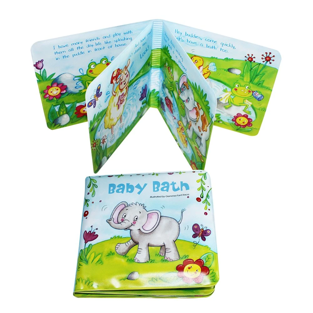 Esummi Educational Waterproof Baby Bath Book for Kids, Cute Elephant Floating Plastic Books, Kids Educational Infant Bath Toy