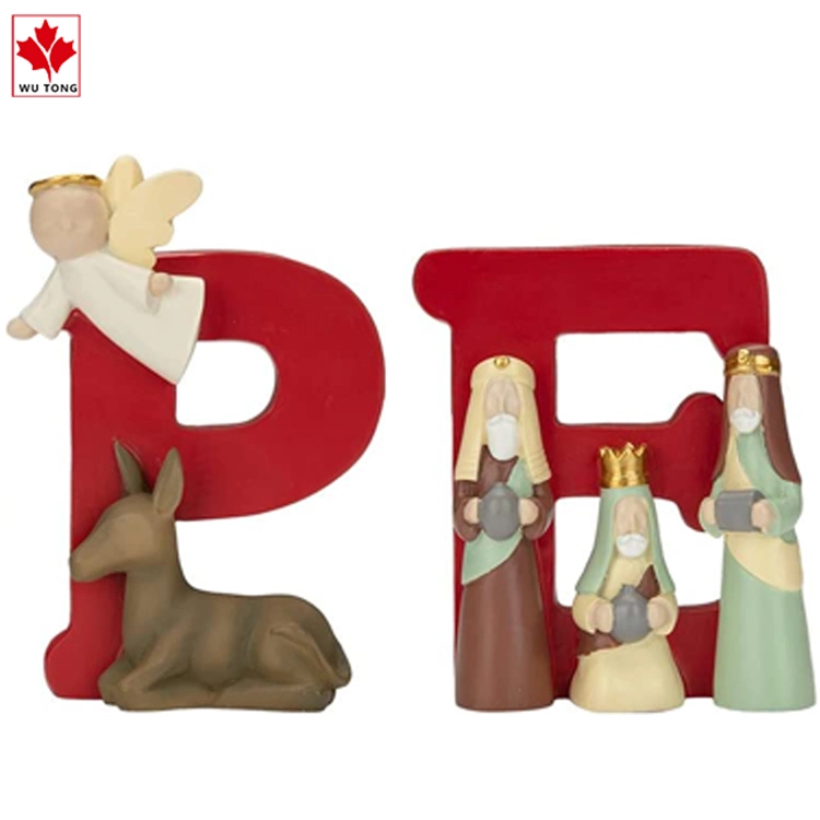 H-O-P-E Nativity Set Is Suitable for Christmas Indoor Resin Carving and Hand Drawn Nativity Statues