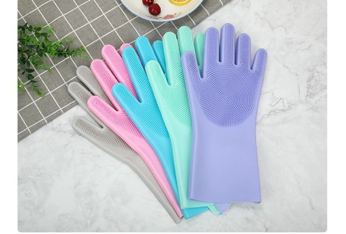 Gants de vaisselle avec du silicone, outil de nettoyage Scrubber AI16348