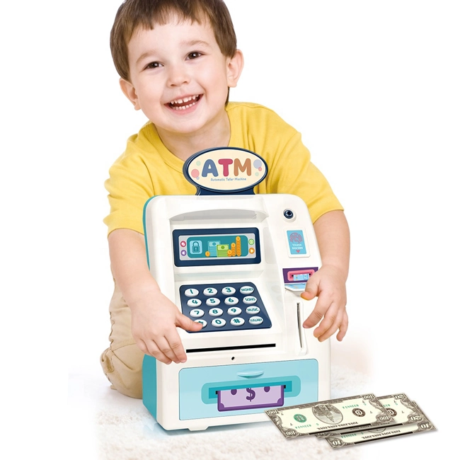 Factory Direct Sales Electric ATM Money Piggy Bank with Light and Music Children Draw Bar Box Shape Automatic Volume Money Interesting Kids Toy Piggy Bank