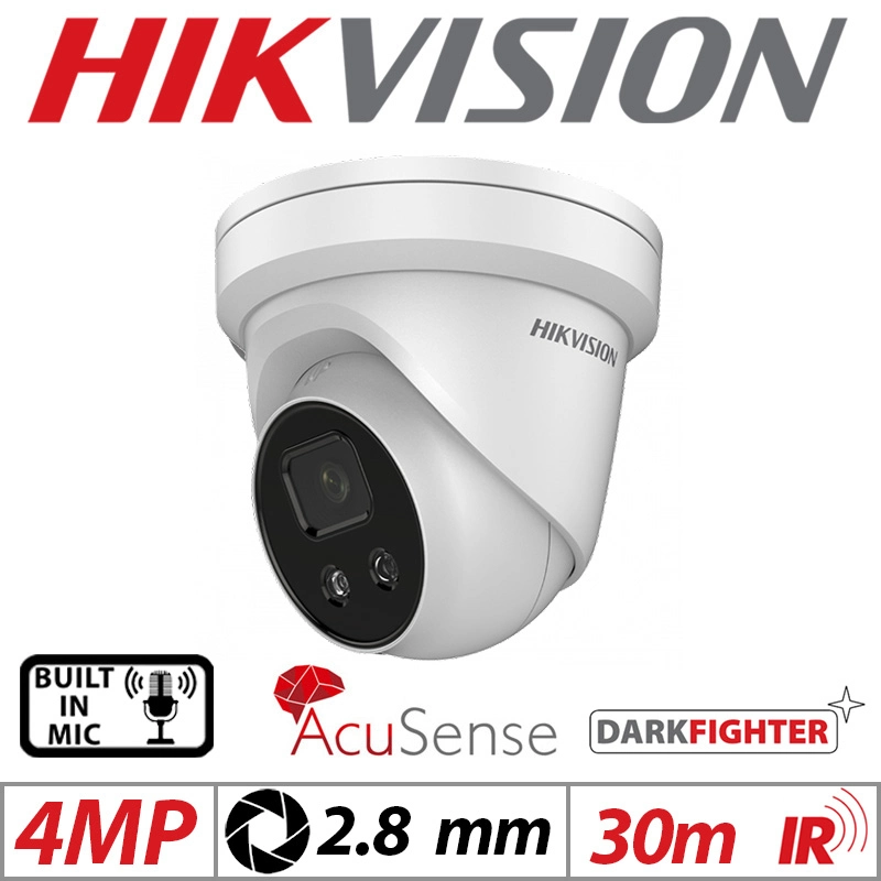 4MP Hikvision Darkfighter Acusense Turret IP Network Camera White (Ds-2CD2346g2-Iu)