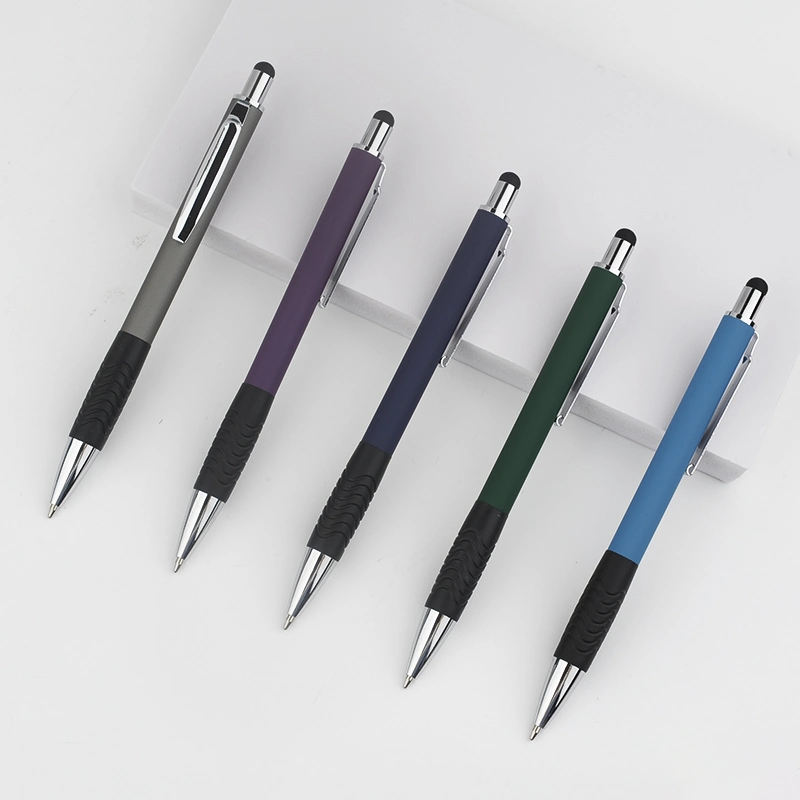 Rubberized Promotional Personalized Touch Screen Stylus Aluminum Metal Ballpoint Pen