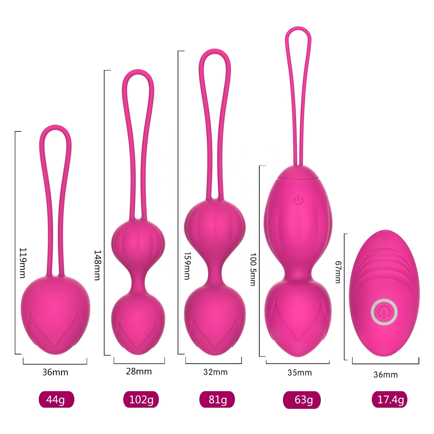 Exerciser Kegel Balls Kit Wireless Remote Control Vibrating Egg Set for Women